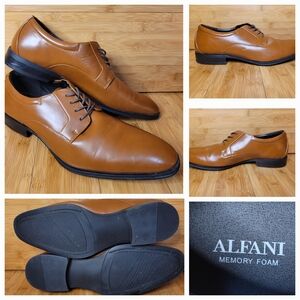 Alfani Men's Tan Leather Dress Shoes. Lace Up. WORE ONE TIME. No Wear, Like NEW